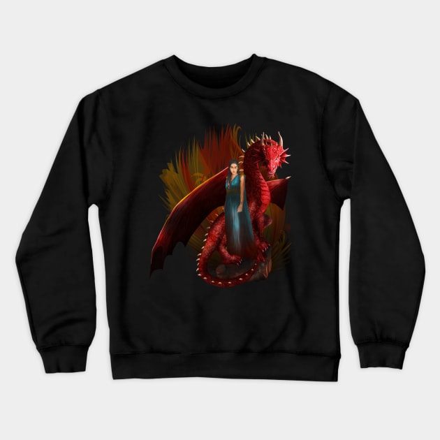 Red Dragon and the Princess Crewneck Sweatshirt by Dezigner007